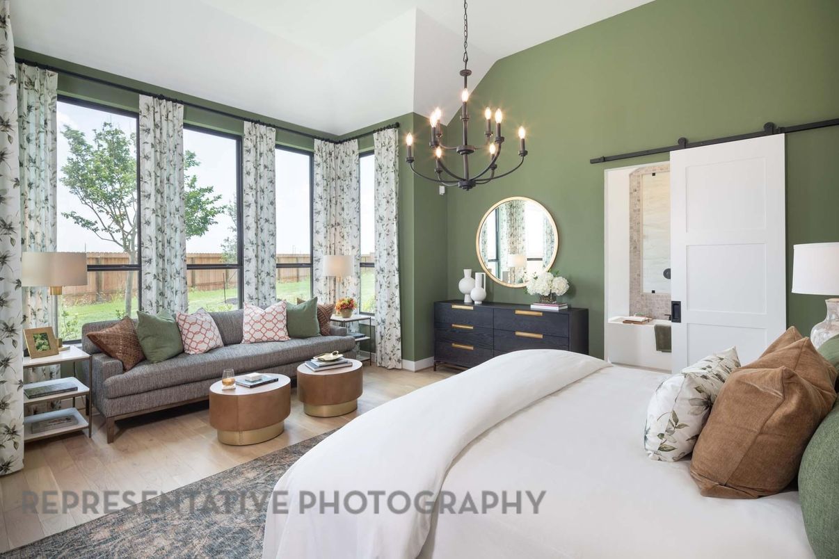 Bedroom, Chandelier, Interior, Wood Texture Flooring