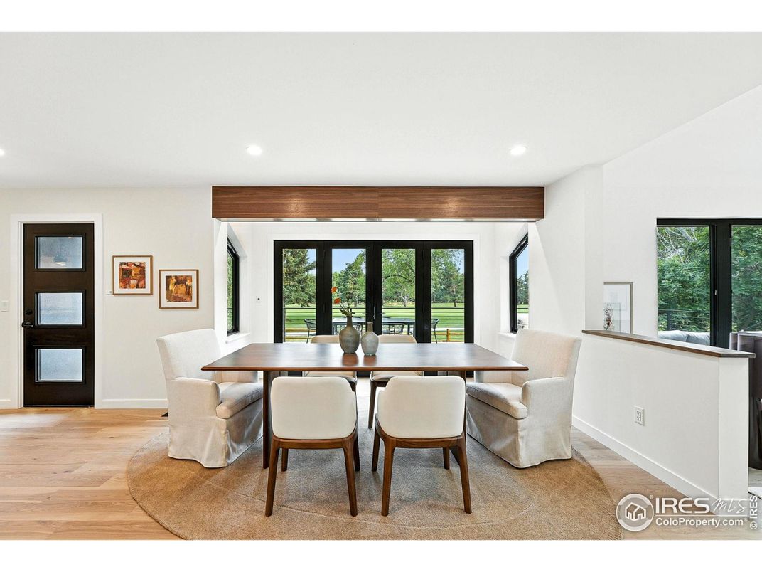 Dining room, Interior, Recessed Lighting, Wood Texture Flooring