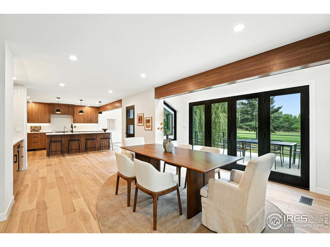 Dining room, Interior, Kitchen, Recessed Lighting, Wood Texture Flooring