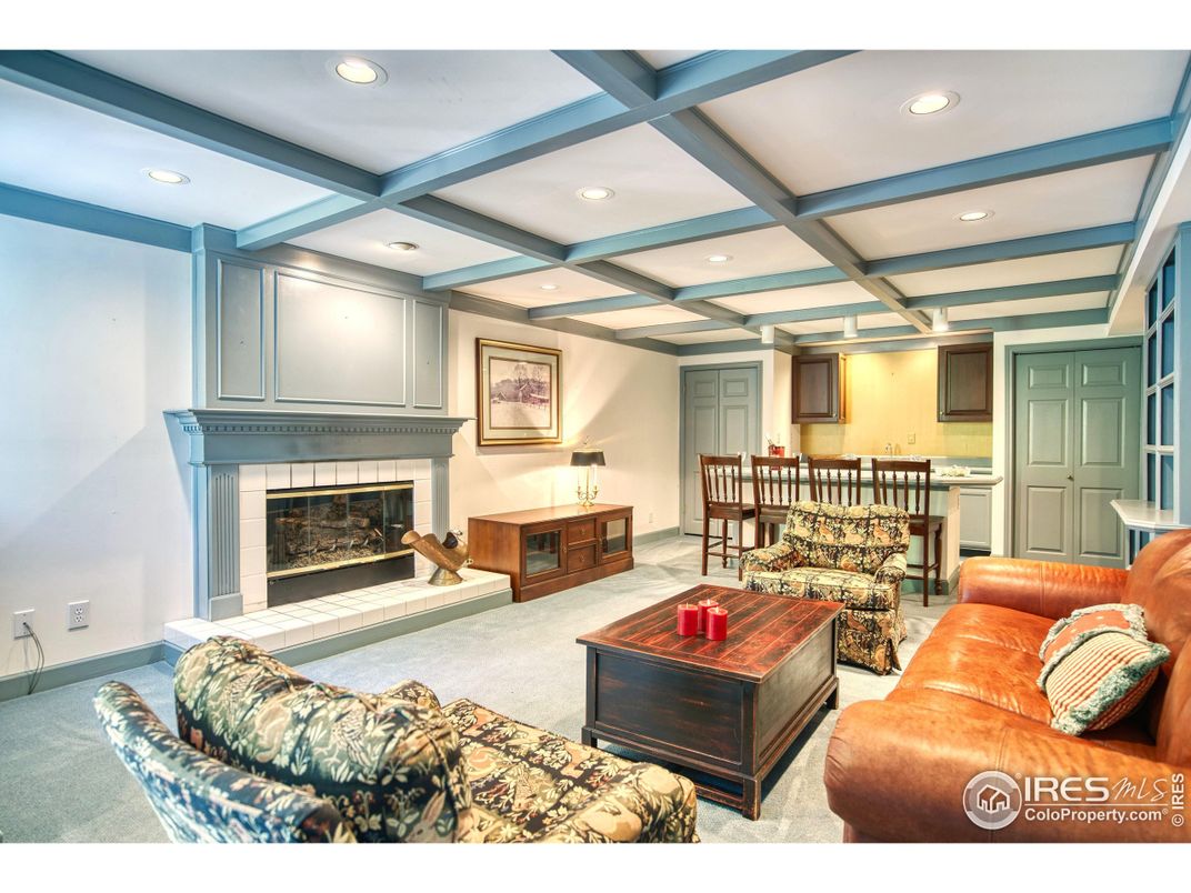 Dining room, Fireplace, Interior, Living room, Recessed Lighting