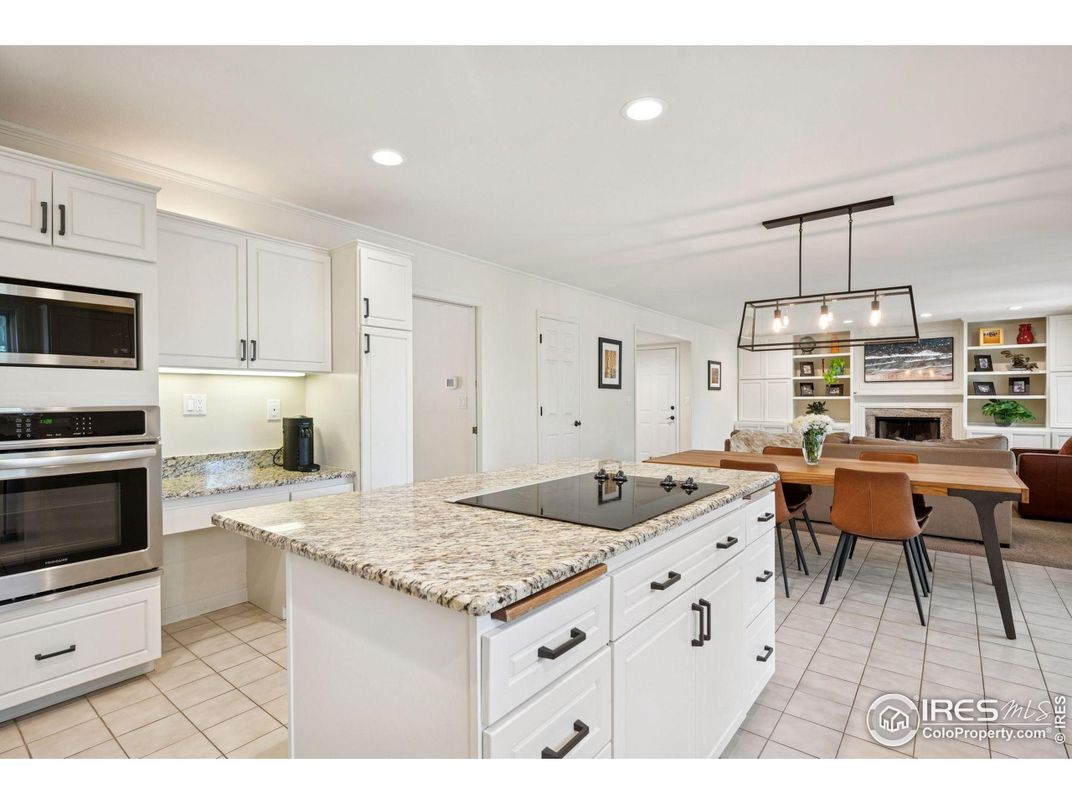 Dining room, Fireplace, Interior, Kitchen, Pendant Lights, Recessed Lighting, Stainless Steel Appliances