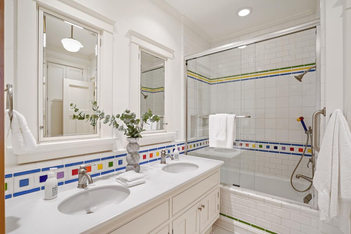 Bathroom, Dual Sink Vanities, Glass Shower, Interior, Recessed Lighting