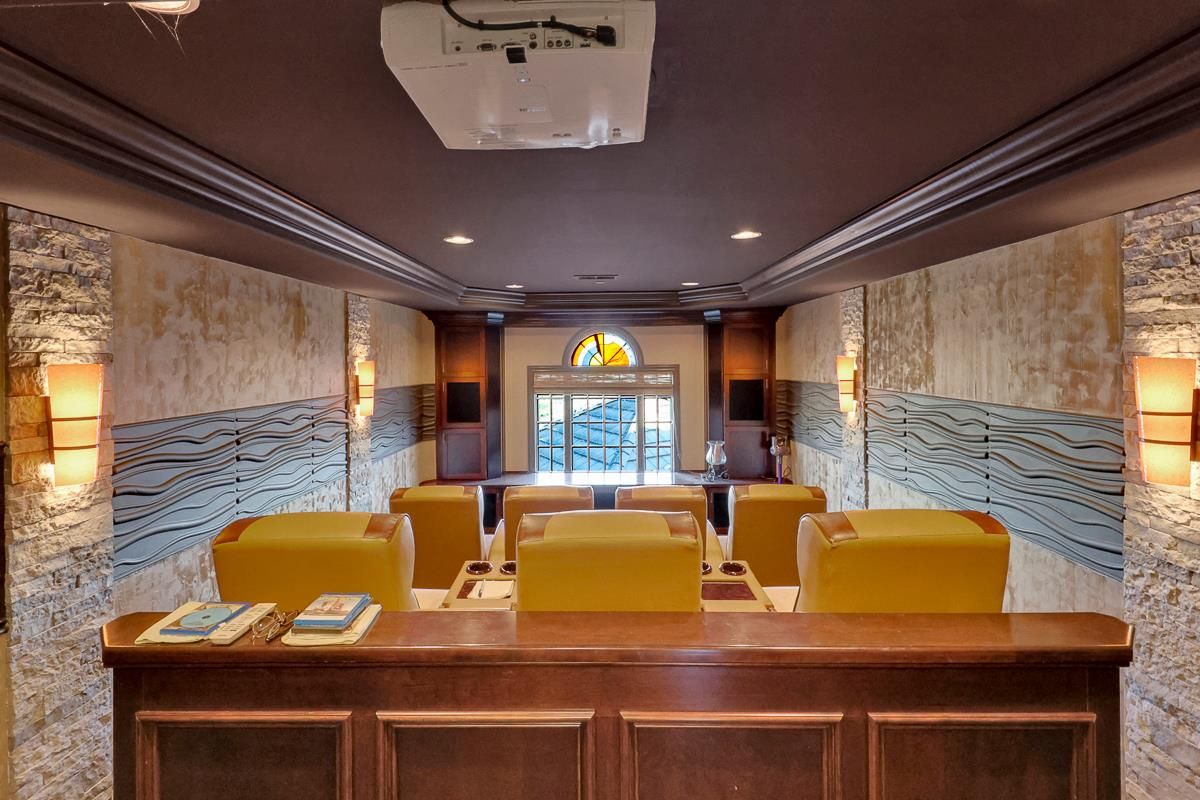 Home Office, Interior, Recessed Lighting, Stone Walls