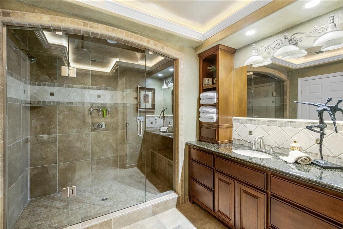 Bathroom, Glass Shower, Interior, Recessed Lighting