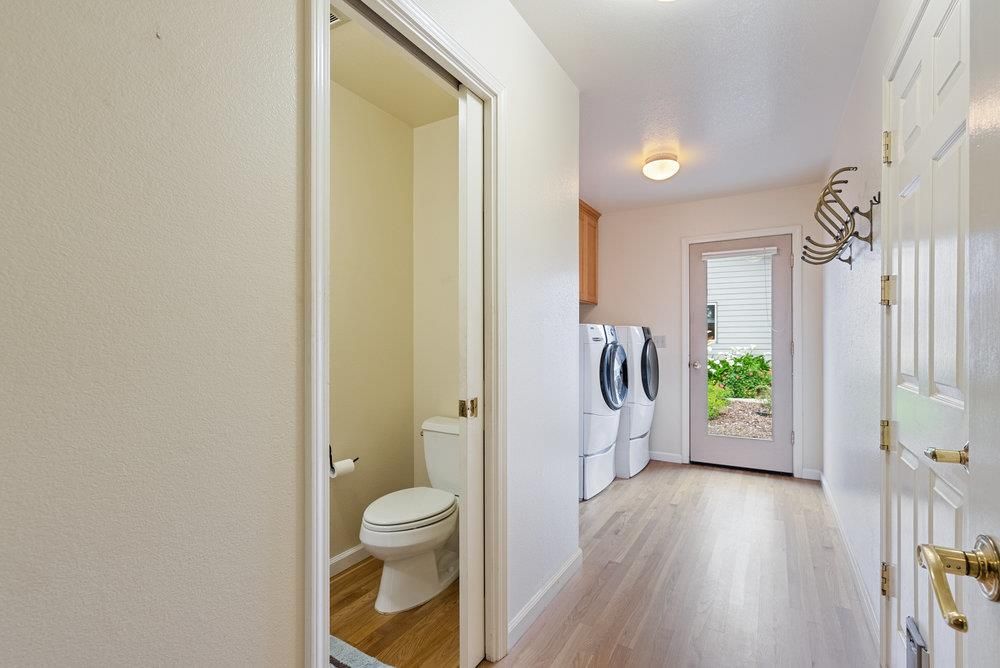 Bathroom, Interior, Utility Closets, Washer, Wood Texture Flooring