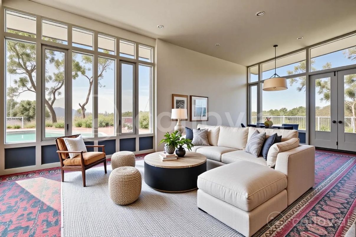 Interior, Living room, Pendant Lights, Recessed Lighting, Sun Room