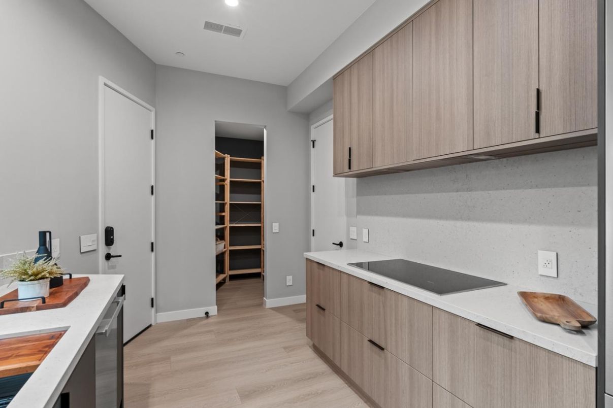 Interior, Kitchen, Recessed Lighting, Wood Texture Flooring