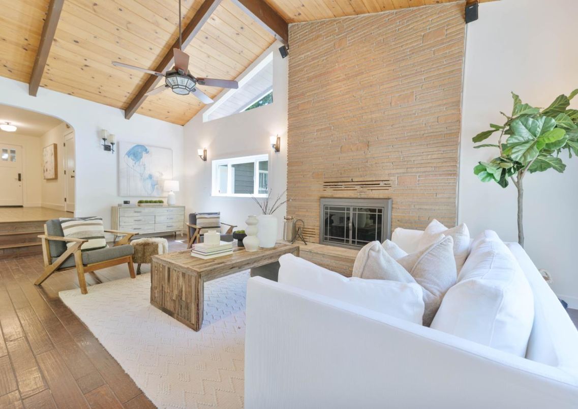 Fireplace, Interior, Living room, Stone Walls, Wooden Beams, Wooden Ceilings, Wood Texture Flooring