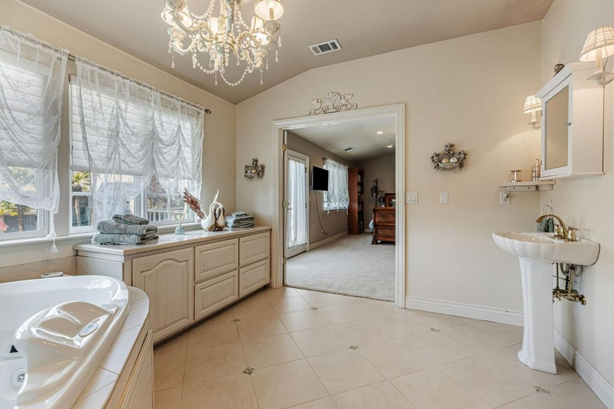 Bathroom, Chandelier, Interior, Recessed Lighting