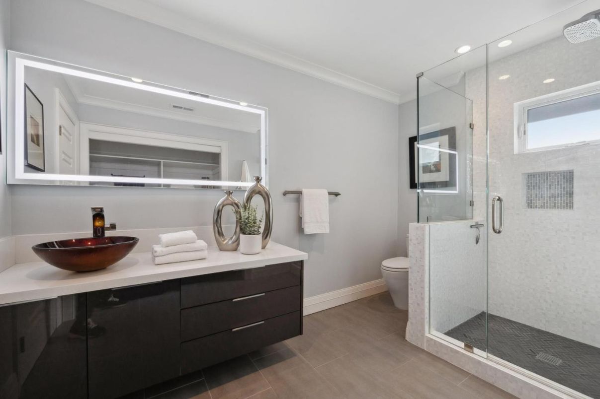 Bathroom, Glass Shower, Interior, Recessed Lighting
