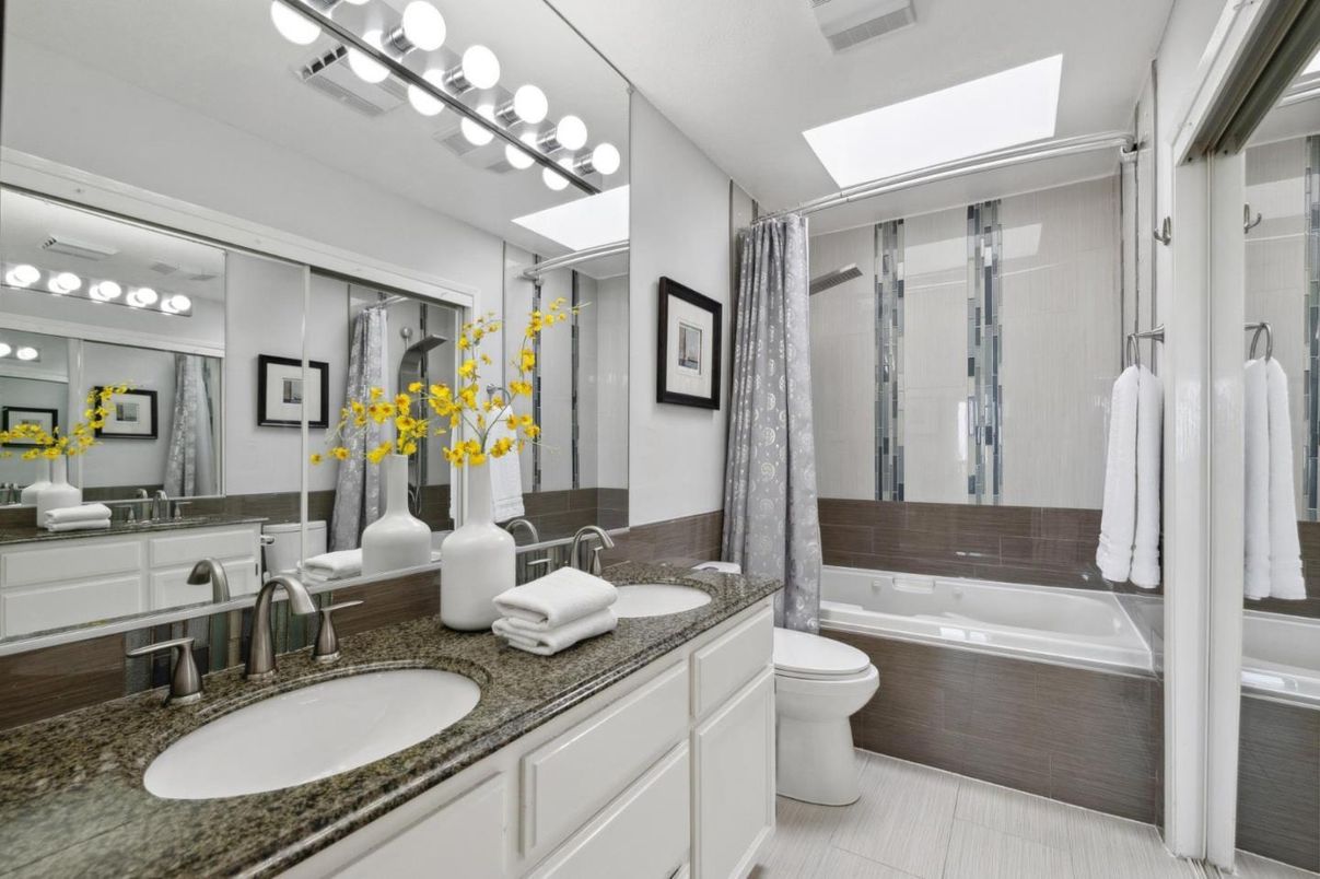 Bathroom, Dual Sink Vanities, Glass Shower, Interior