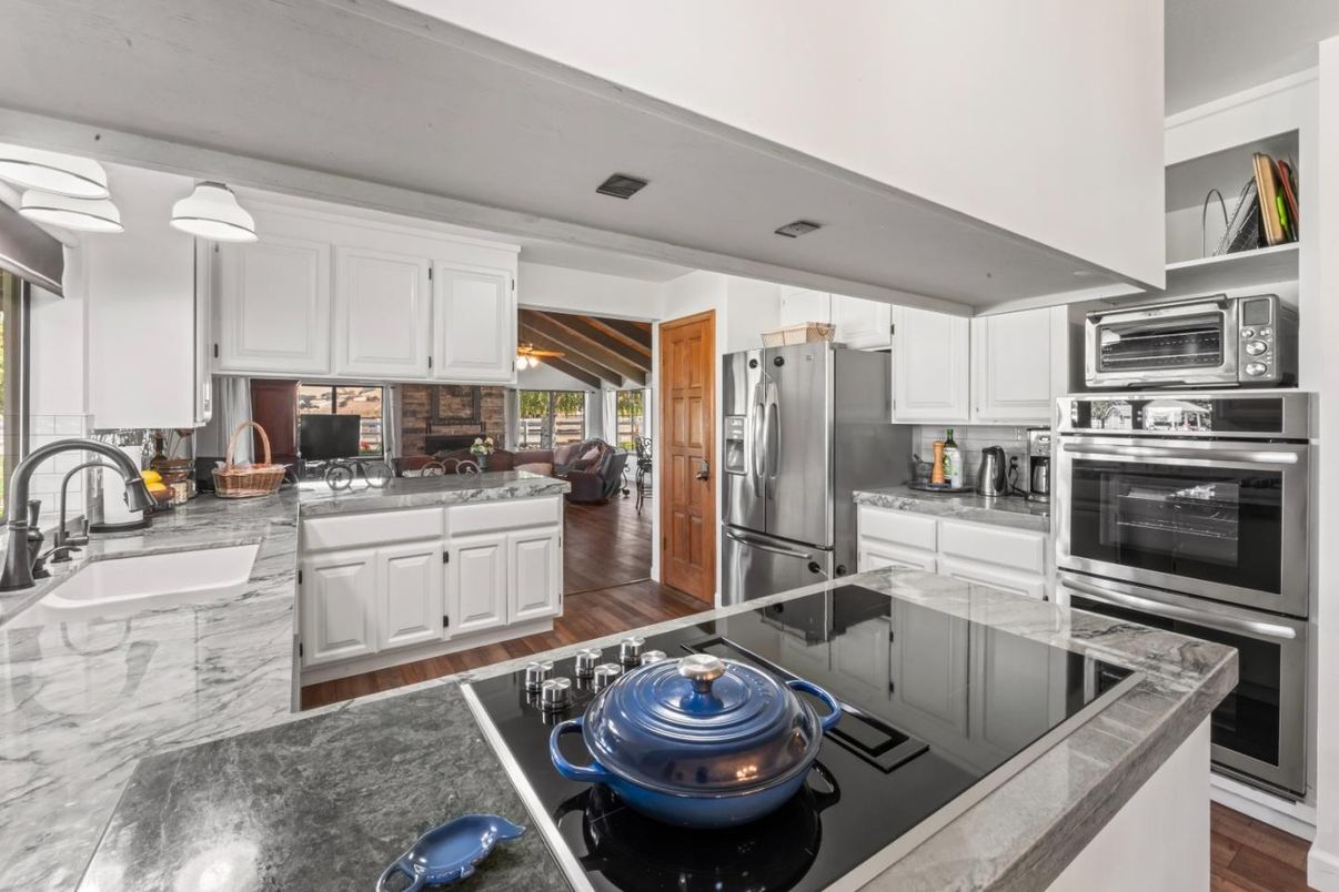 Interior, Kitchen, Living room, Stainless Steel Appliances, Wood Texture Flooring
