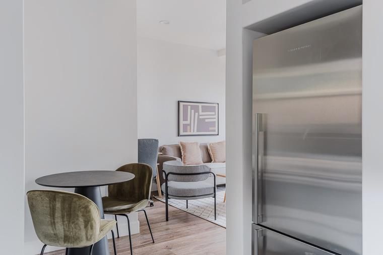 Interior, Kitchen, Stainless Steel Appliances, Wood Texture Flooring