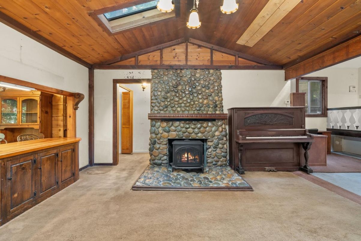 Fireplace, Interior, Pendant Lights, Piano, Wooden Beams, Wooden Ceilings