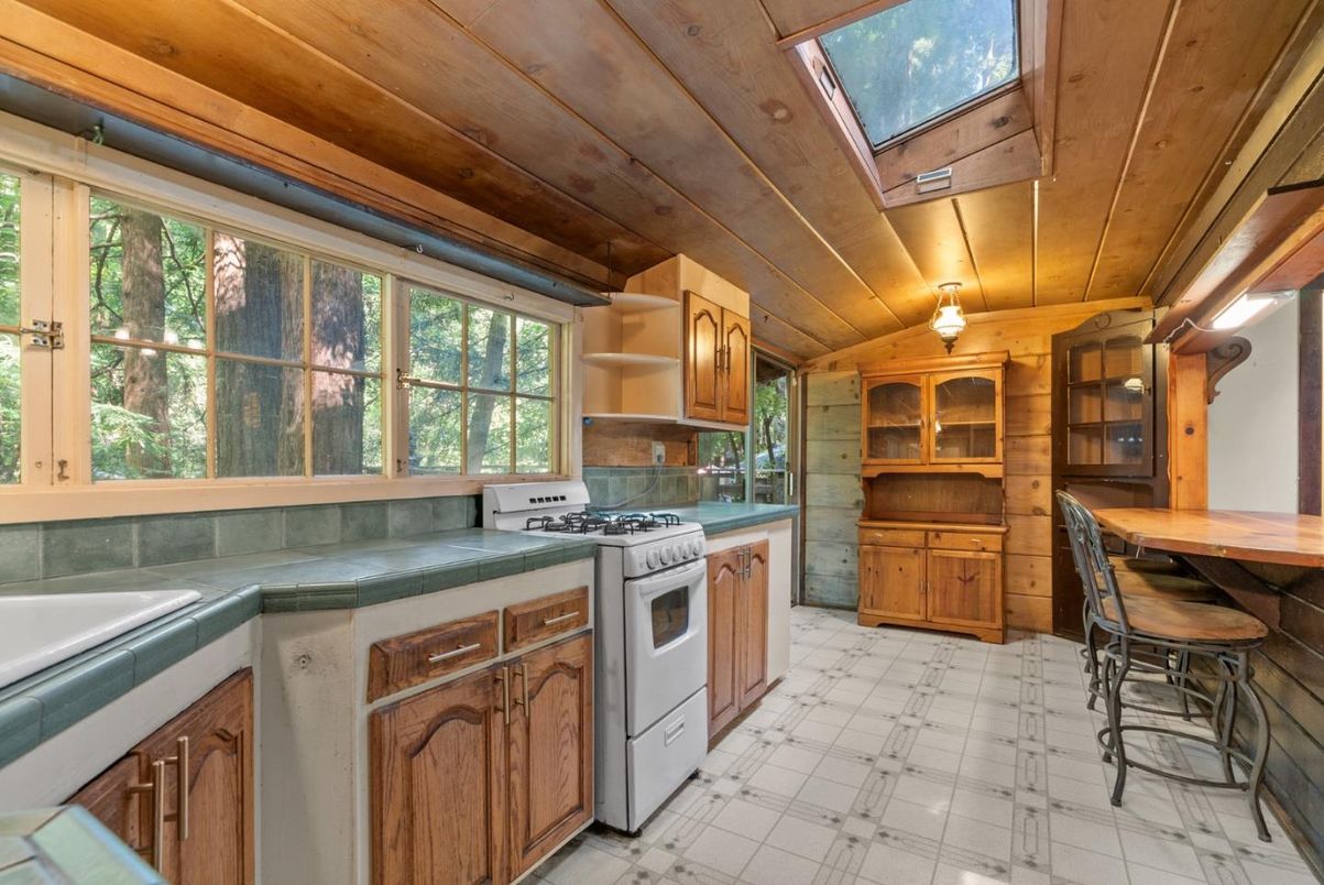 Interior, Kitchen, Marble, Tile Countertops, Wooden Ceilings