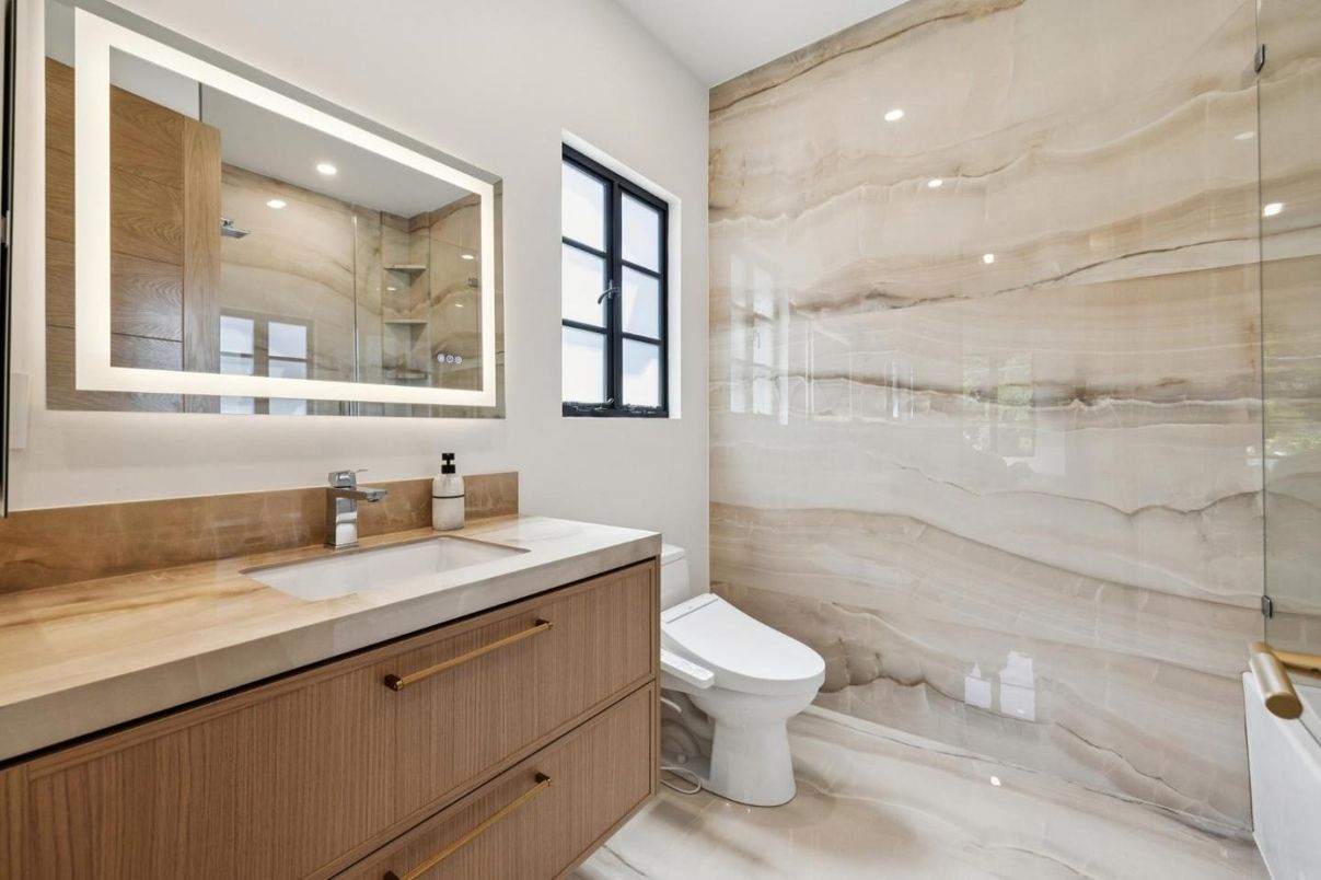 Bathroom, Glass Shower, Interior, Recessed Lighting