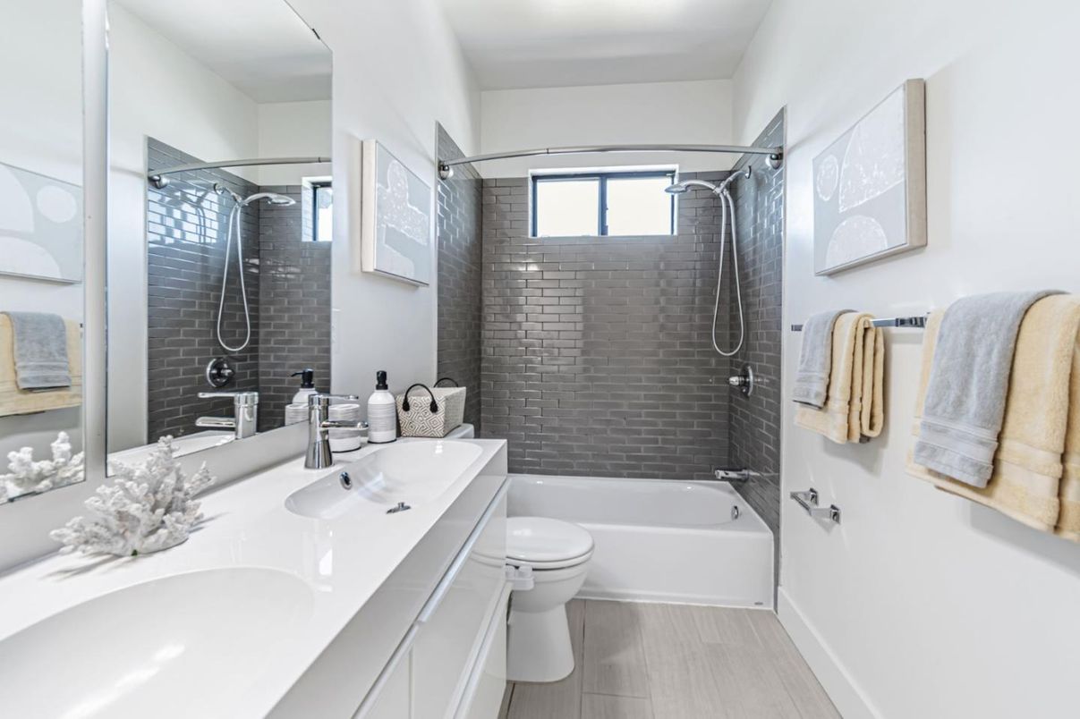 Bathroom, Dual Sink Vanities, Interior, Wood Texture Flooring
