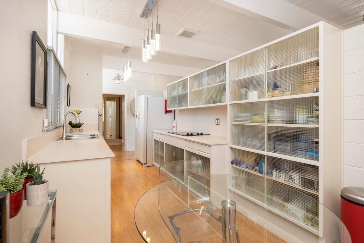 Interior, Kitchen, Pendant Lights, Wood Texture Flooring