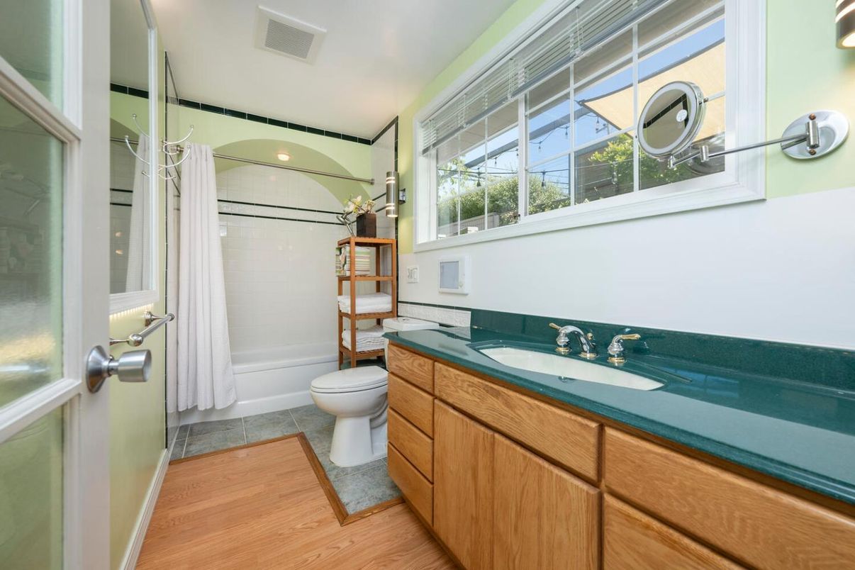 Bathroom, Glass Shower, Interior, Wood Texture Flooring