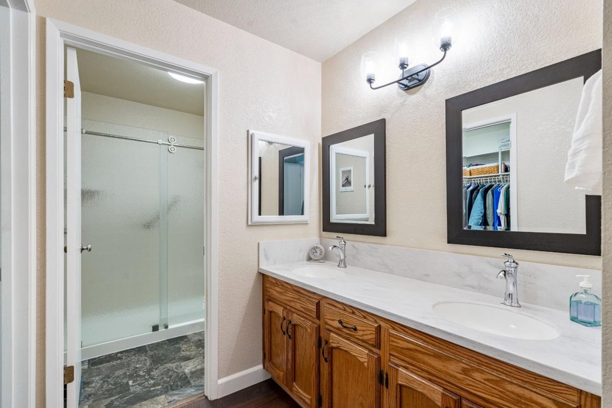 Bathroom, Dual Sink Vanities, Glass Shower, Interior