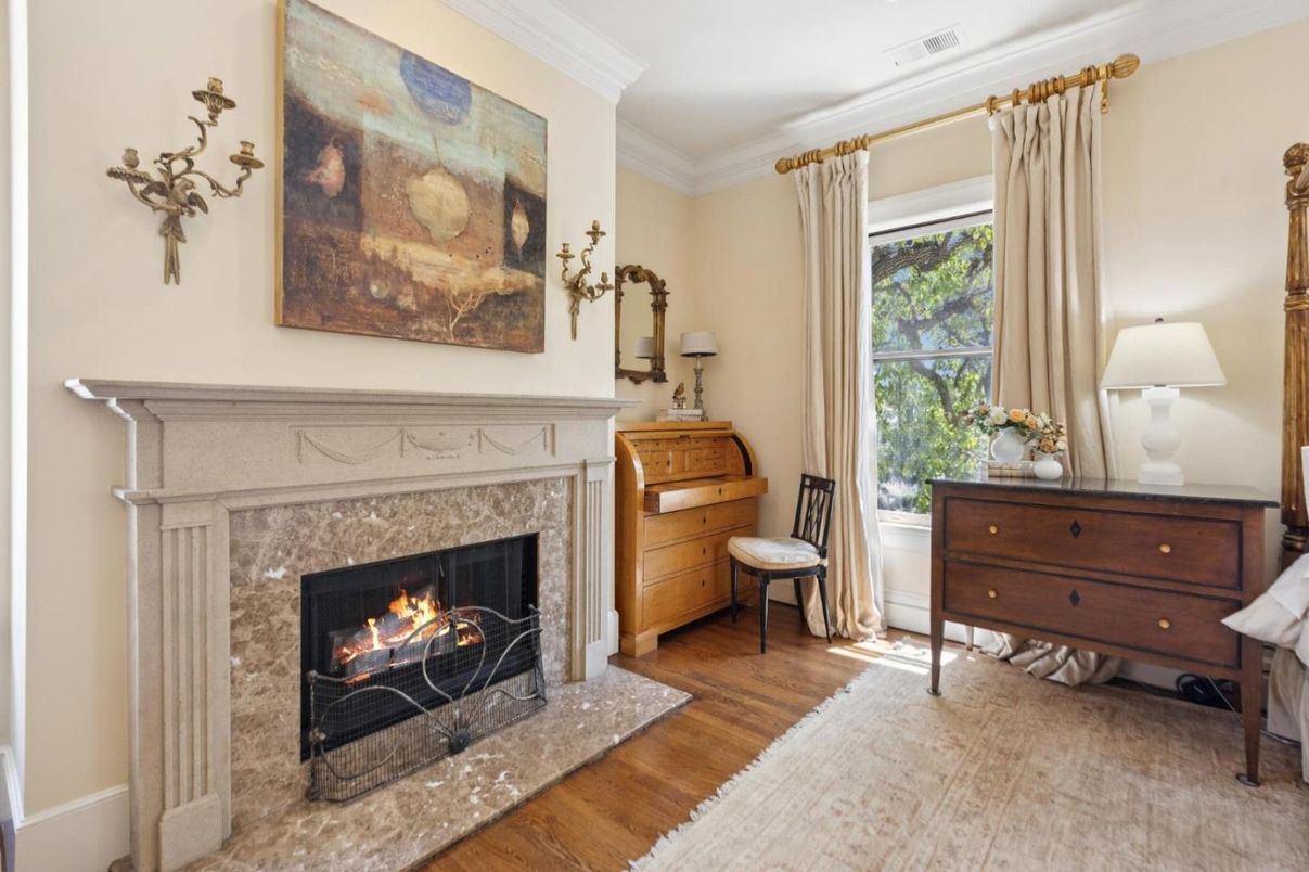 Fireplace, Interior, Recessed Lighting, Wood Texture Flooring