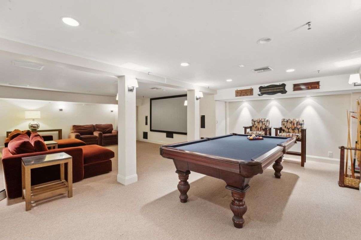 Billiard Table, Game Room, Interior, Projection Screen, Recessed Lighting