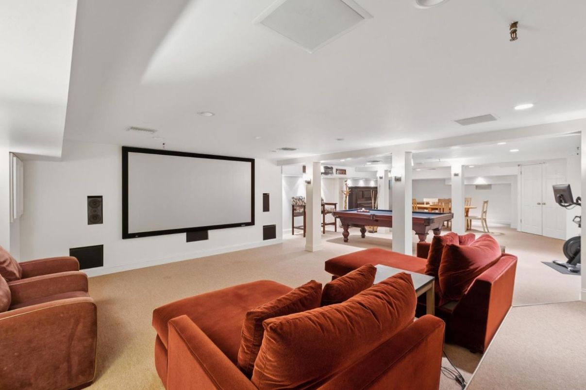 Billiard Table, Fitness Equipment, Game Room, Interior, Projection Screen, Recessed Lighting