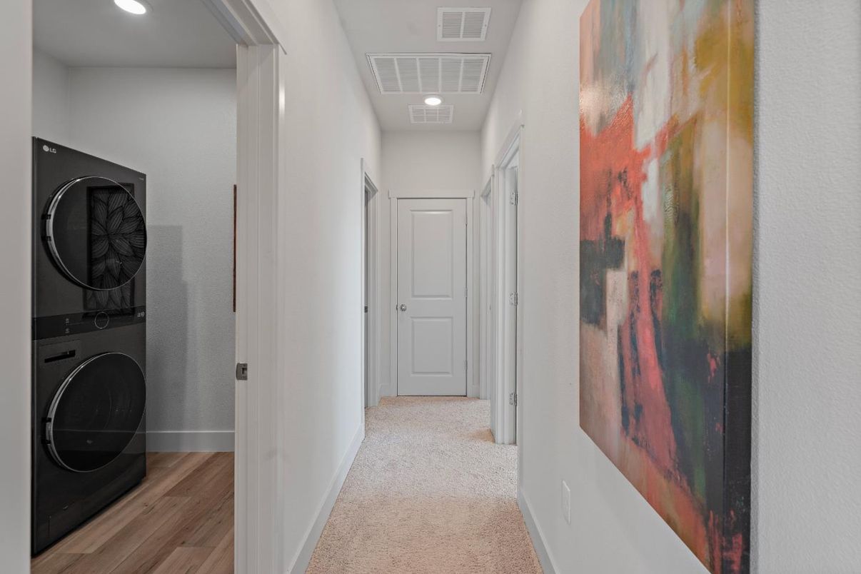 Interior, Recessed Lighting, Utility Closets, Washer, Wood Texture Flooring
