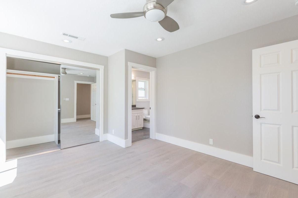 Bathroom, Empty room, Interior, Recessed Lighting, Wood Texture Flooring