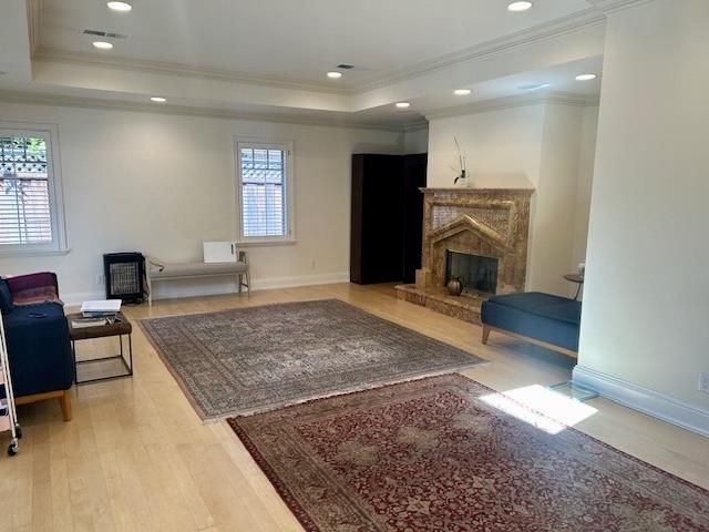 Fireplace, Interior, Recessed Lighting, Wood Texture Flooring