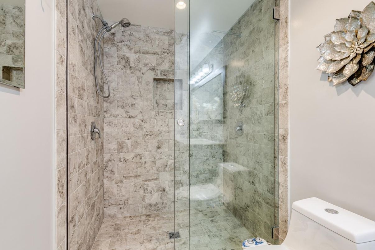 Bathroom, Glass Shower, Interior, Recessed Lighting