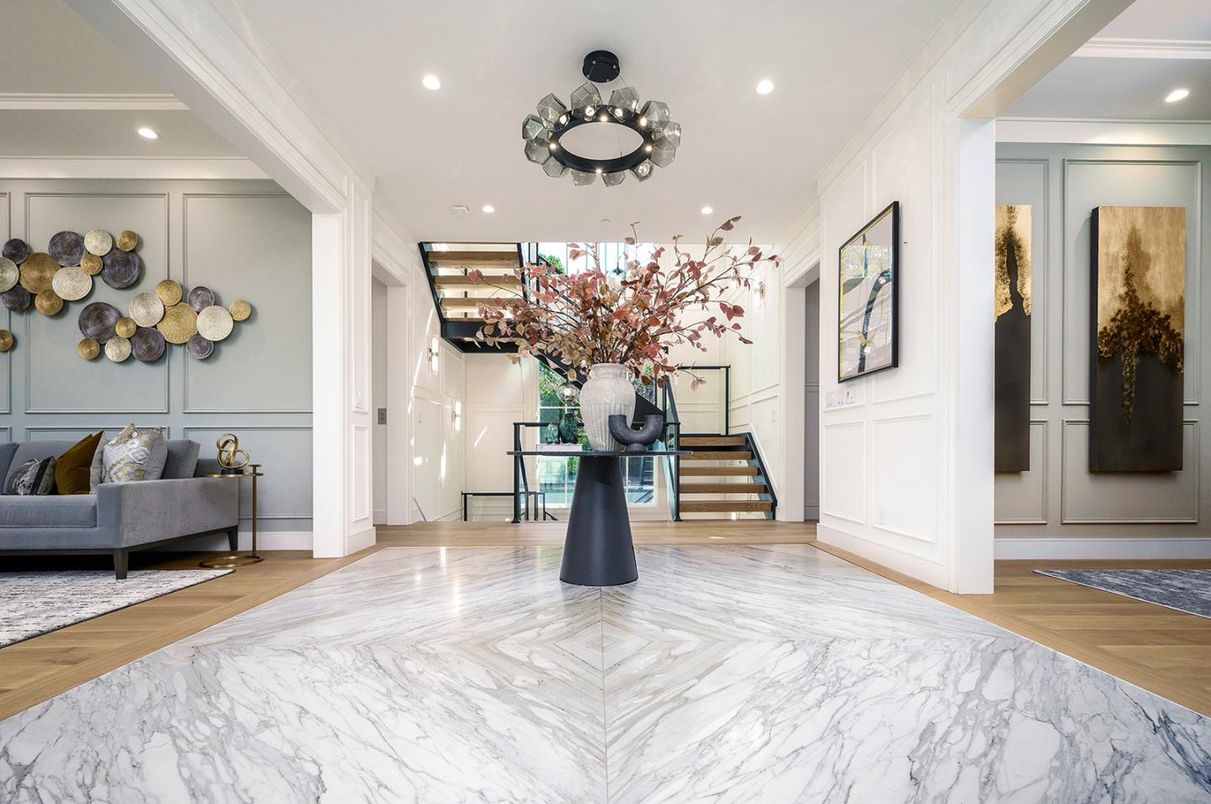 Interior, Marble, Recessed Lighting, Wood Texture Flooring