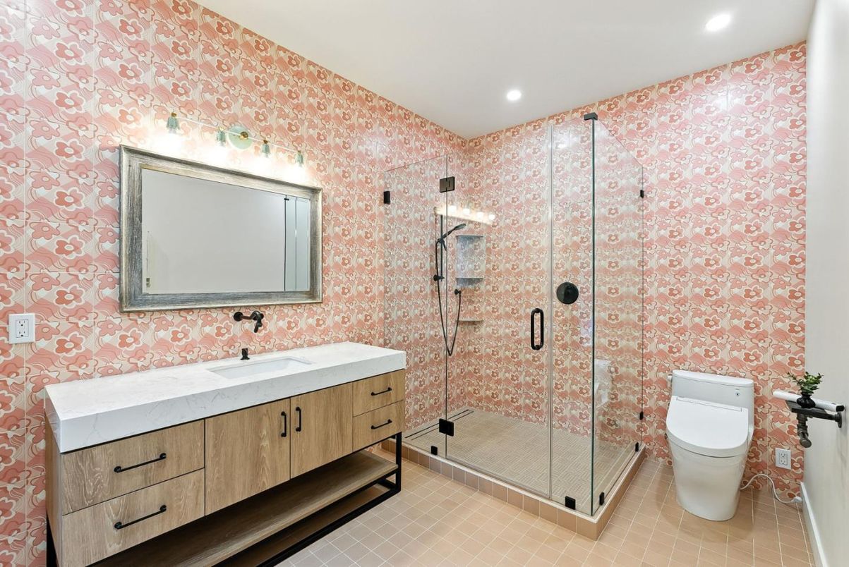 Bathroom, Glass Shower, Interior, Recessed Lighting