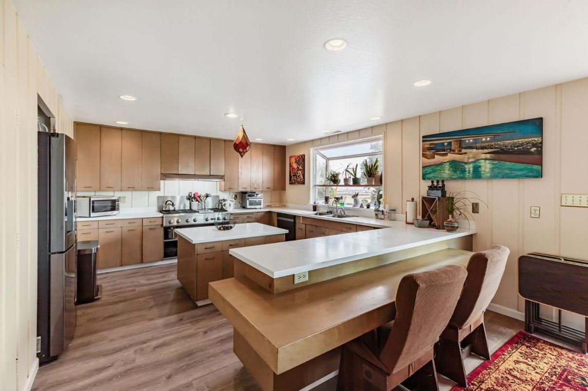 Interior, Kitchen, Recessed Lighting, Wood Texture Flooring