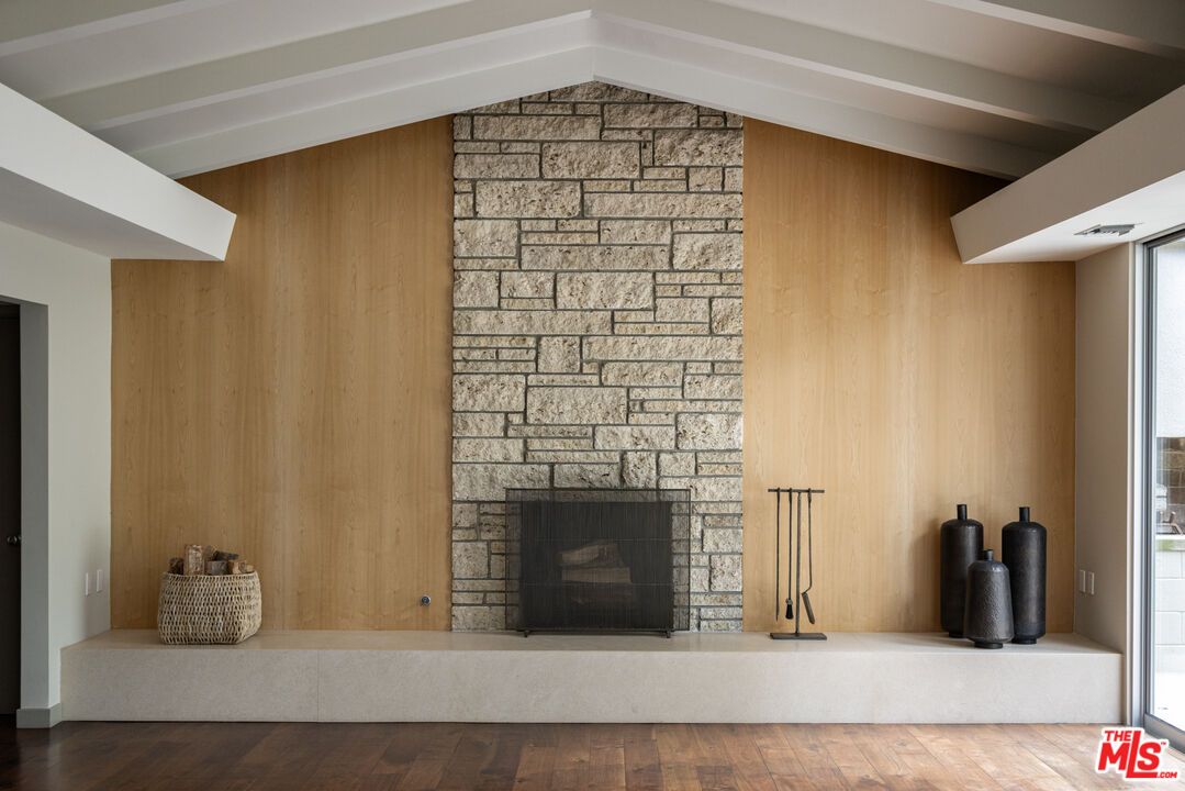 Fireplace, Interior, Stone Walls, Wood Texture Flooring, Wooden Walls