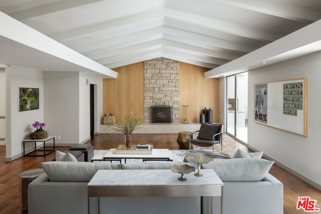 Fireplace, Interior, Living room, Stone Walls, Wood Texture Flooring