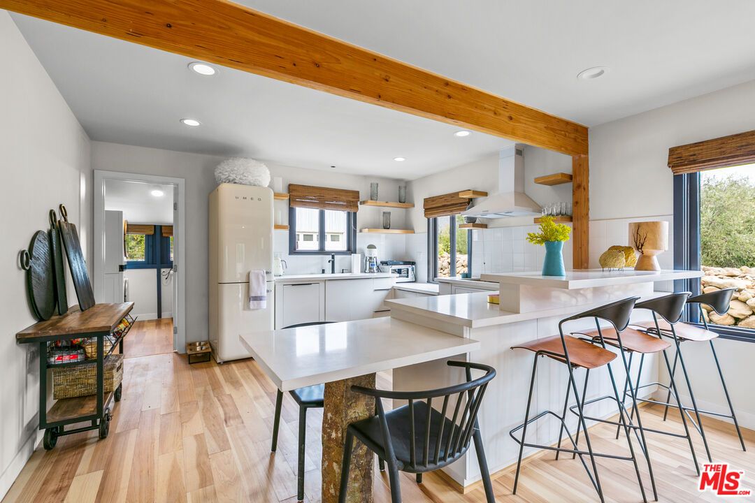 Interior, Kitchen, Recessed Lighting, Wooden Beams, Wood Texture Flooring