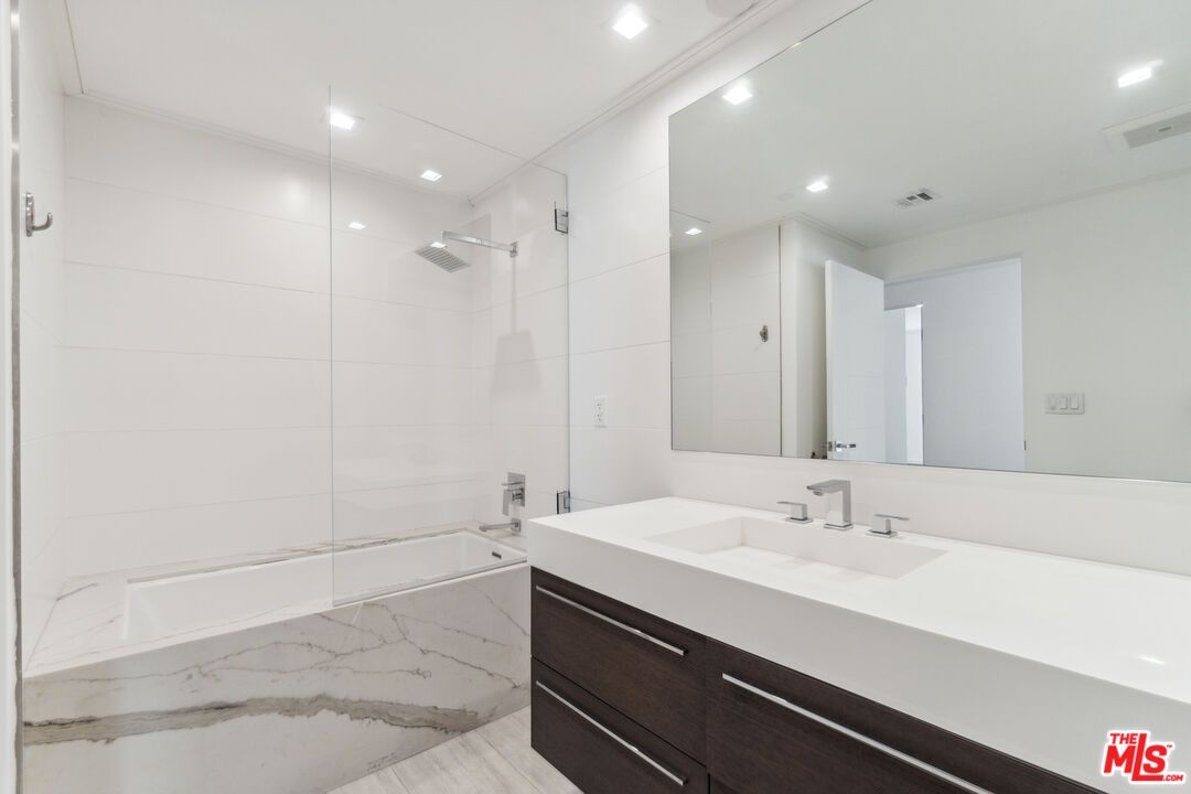Bathroom, Glass Shower, Interior, Marble, Recessed Lighting
