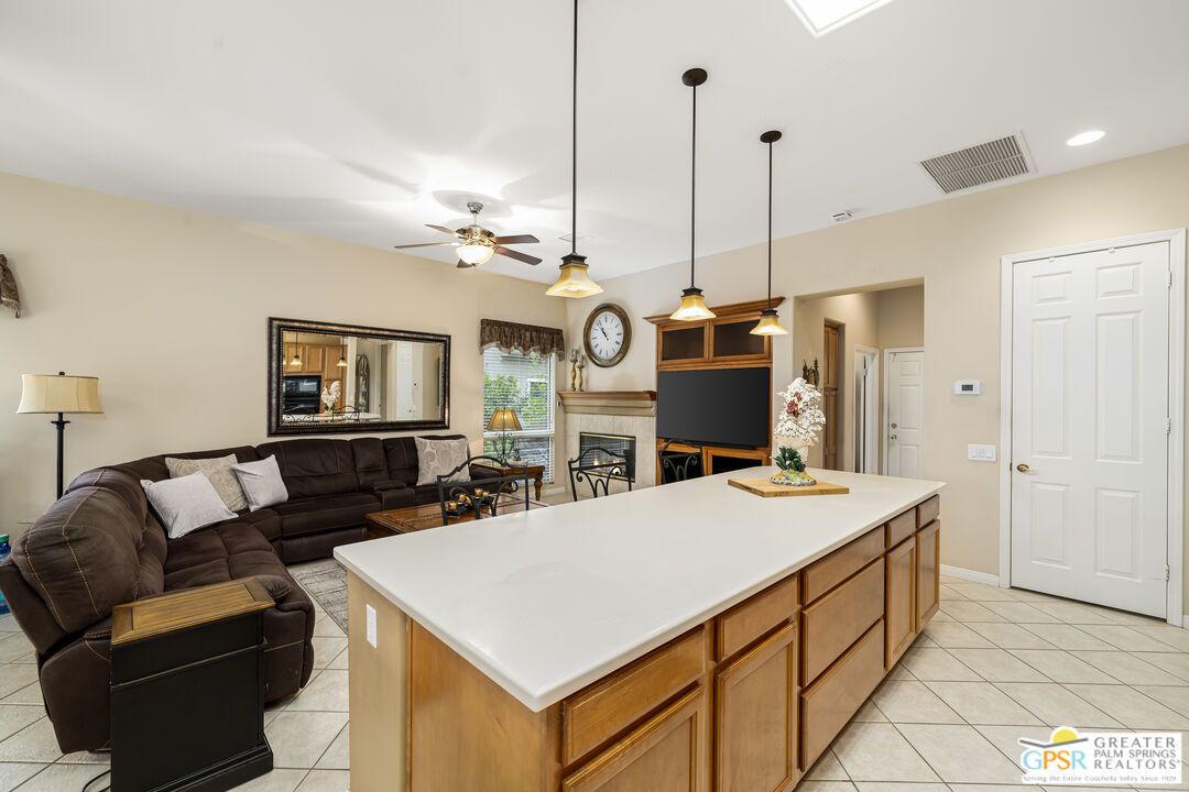 Fireplace, Interior, Kitchen, Living room, Pendant Lights, Recessed Lighting