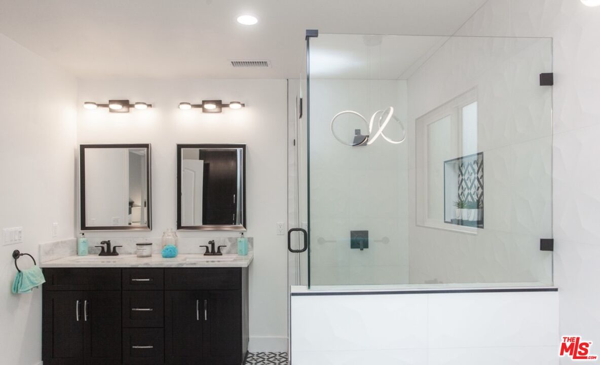 Bathroom, Dual Sink Vanities, Glass Shower, Interior, Recessed Lighting