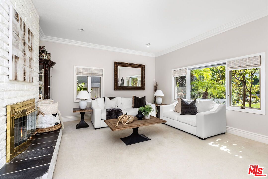 Fireplace, Interior, Living room, Recessed Lighting, Stone Walls