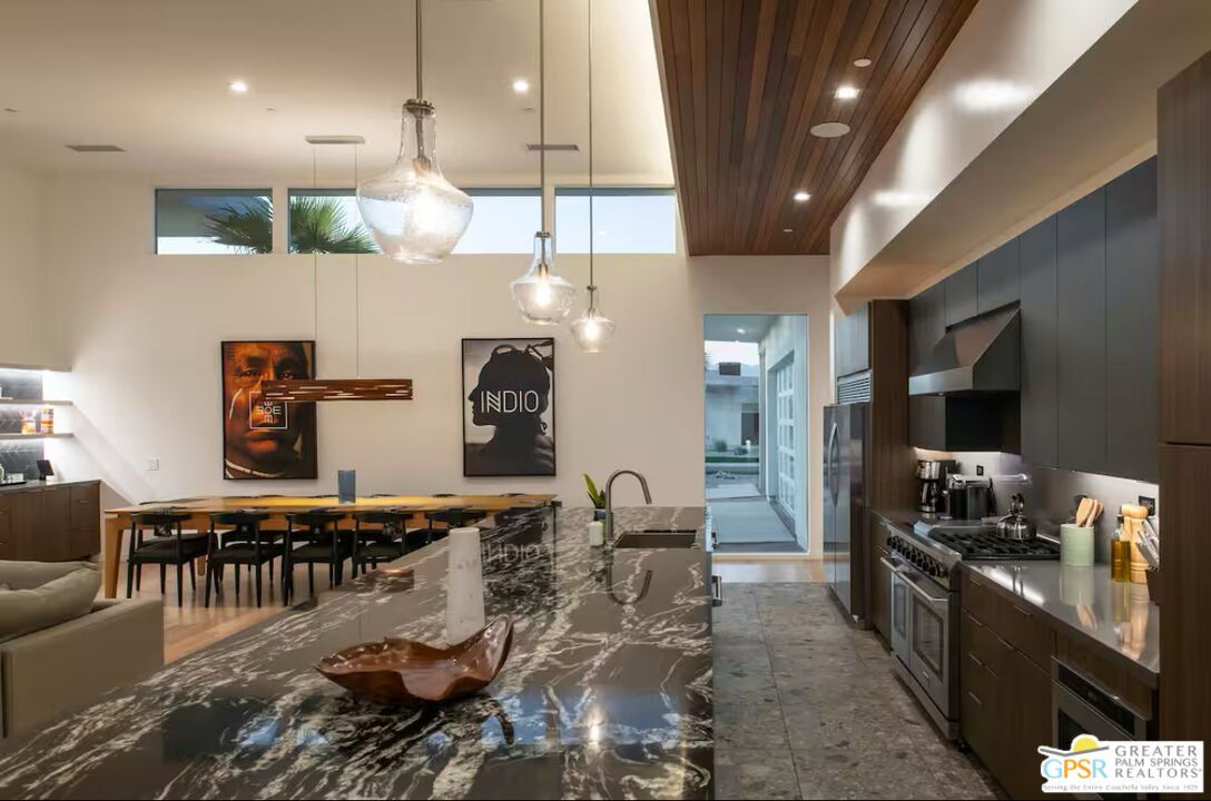 Dining room, Interior, Kitchen, Pendant Lights, Recessed Lighting, Wooden Ceilings