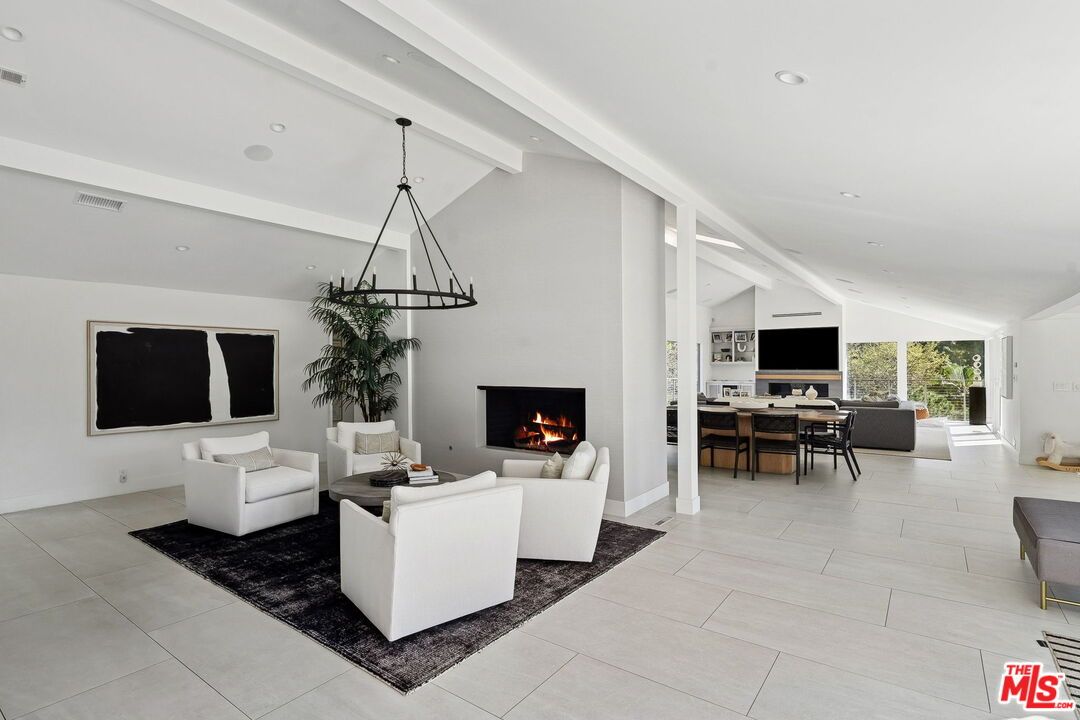 Dining room, Fireplace, Interior, Living room, Pendant Lights, Recessed Lighting