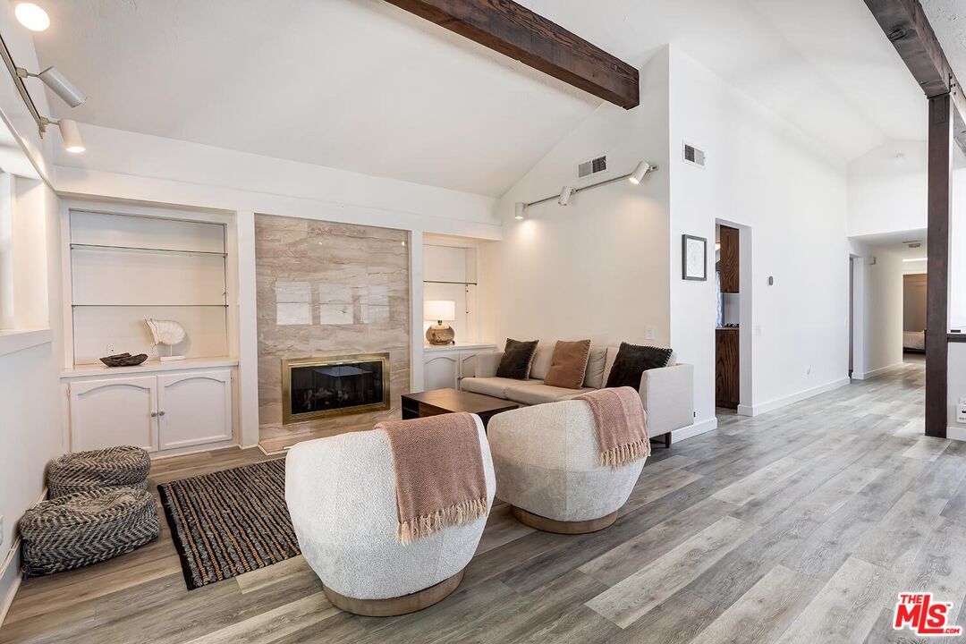 Fireplace, Interior, Living room, Stone Walls, Wooden Beams, Wood Texture Flooring