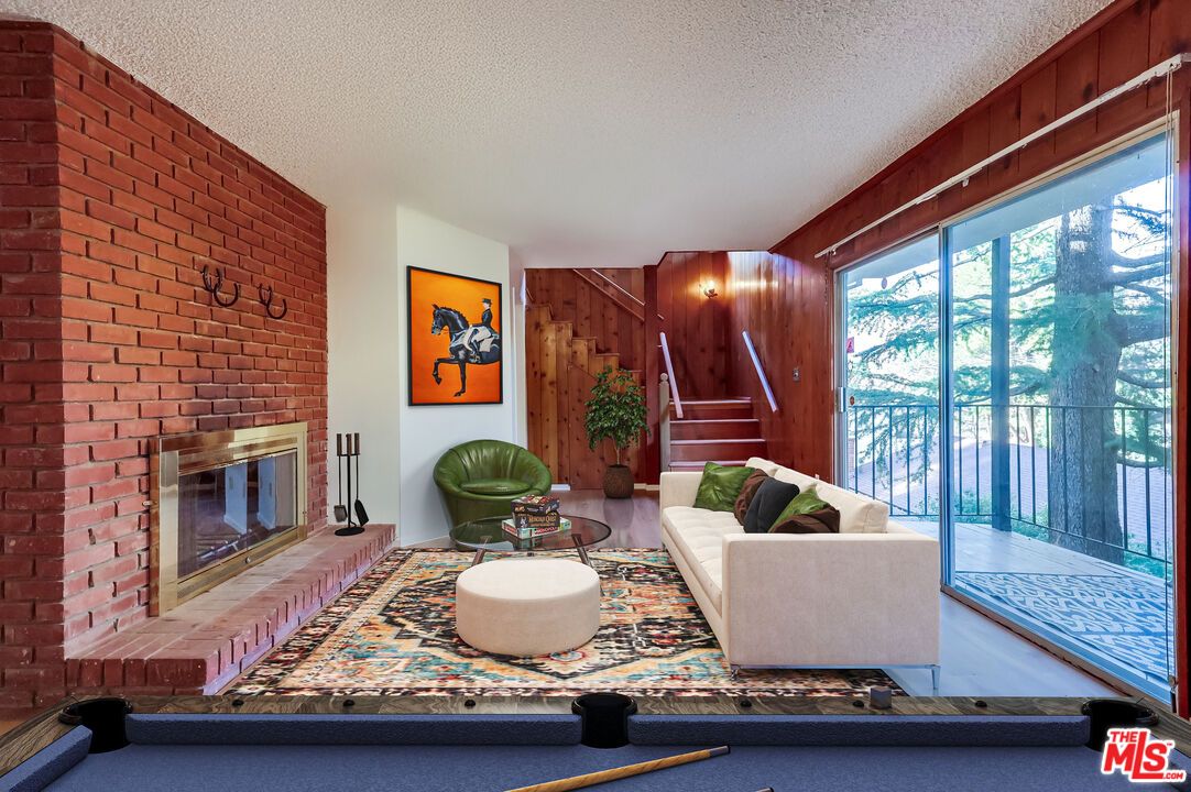 Fireplace, Interior, Living room, Stone Walls, Wooden Walls