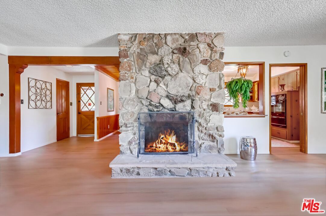Fireplace, Interior, Stone Walls, Wood Texture Flooring