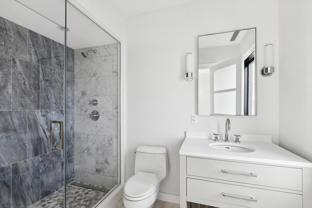 Bathroom, Glass Shower, Interior, Marble Walls