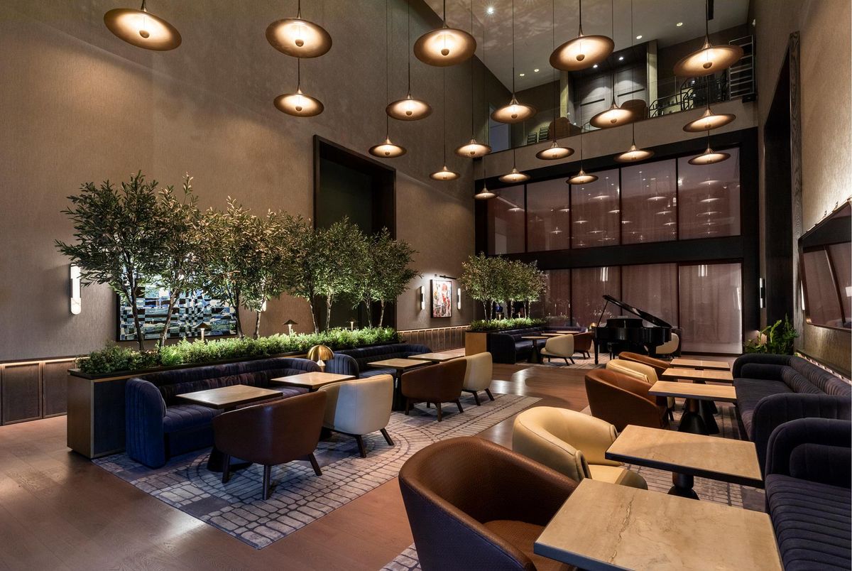 Dining room, Interior, Pendant Lights, Piano