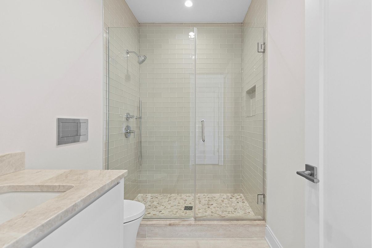 Bathroom, Glass Shower, Interior, Recessed Lighting