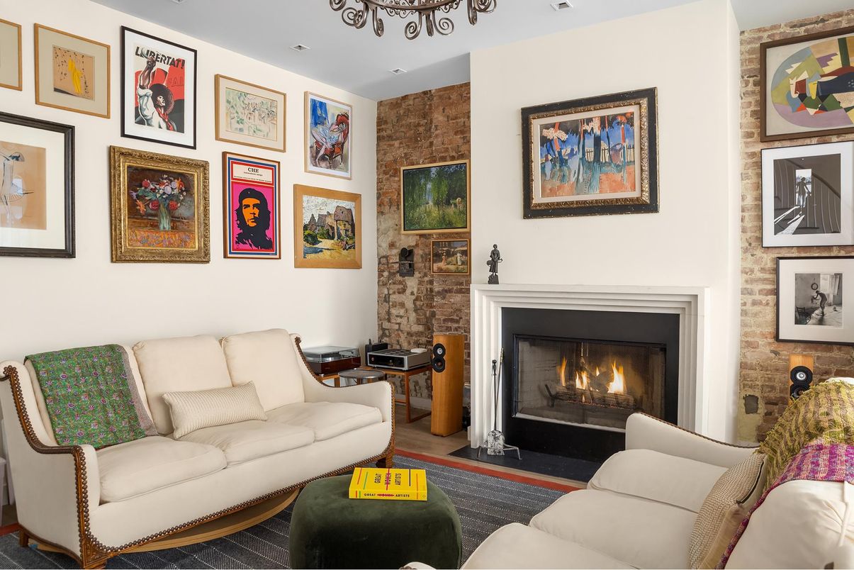 Fireplace, Interior, Living room, Stone Walls